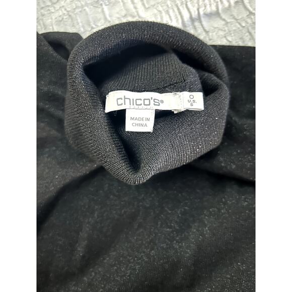 Chico's Lurex Black Shimmer Turtleneck Size 0 - Picture 7 of 12